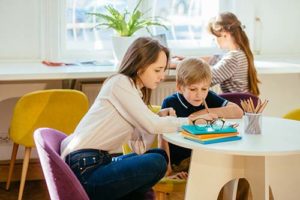 family working on social skills groups